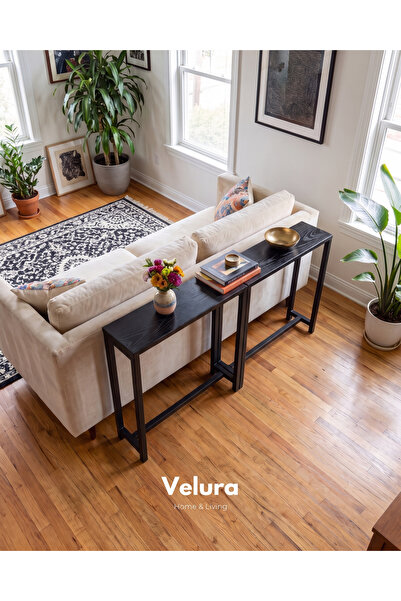 Velura Home & Living Berg Seperatör & Koltuk Arkası Dresuar & Çiçeklik - Siya...