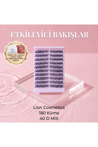 lion cosmetics 180 Adet Takma Küme Temu Tekli Kirpik 8-16mm