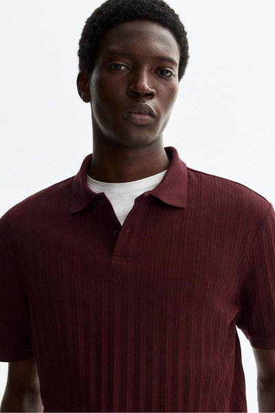 H&M Slim Fit Textured jersey polo shirt