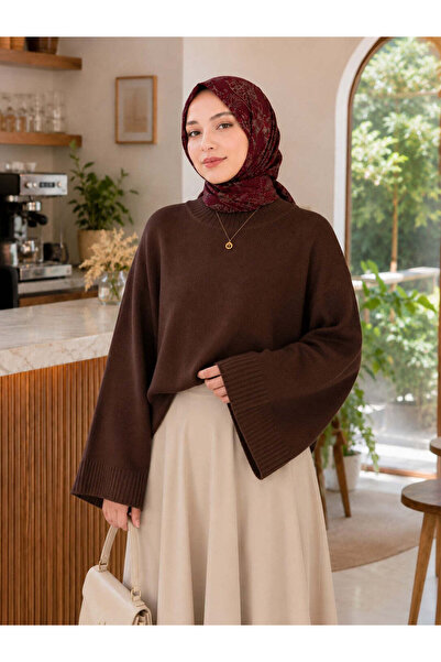 unika boutique Kadın Yarasa Kol Oversize Triko Kazak