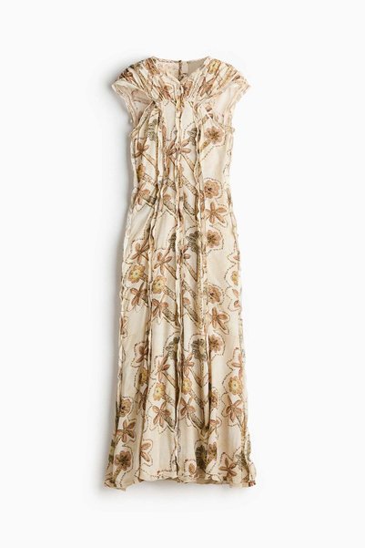 H&M Floral-print ruffled open-back dress