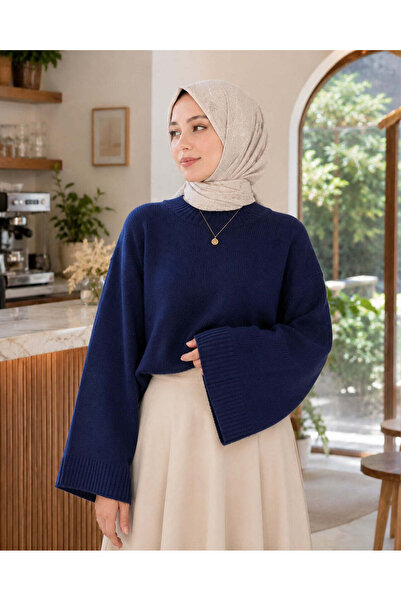 unika boutique Kadın Yarasa Kol Oversize Triko Kazak