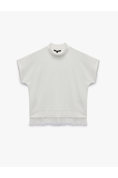 Koton Sleeveless Lace Detailed High Neck Blouse