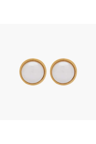Lifestyle Gold Tone Pearl Embellished Earrings with Pushback Closure