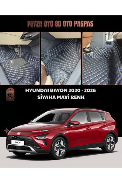 FEYZA OTO HYUNDAİ BAYON SERİSİ 2020 - 2026 ARASI 8D PREMİUM KAYMAZ TABAN ARAC...
