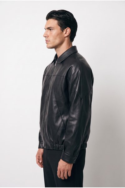 Mach Men's Oversize Unisex Leather Jacket with Fur Inside