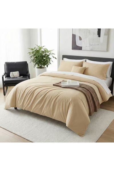 Generic Soft and Attractive Solid Color Cotton Double Queen Duvet Cover Set 2...