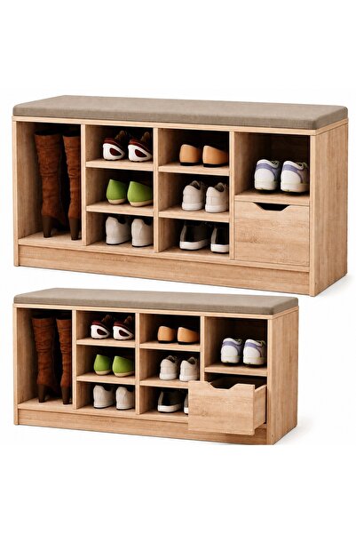 Rebiko Dulap de pantofi Sonoma Loft cu șezut, Bancă de hol cu sertar, 100cm