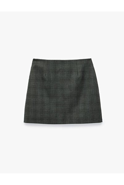 Koton Normal Waist Regular Fit A-Line Plaid Mini Skirt