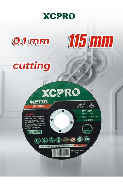 XCPRO قرص قطع معدني كاشط، مقاس 115 مم، سمك 1.0 مم، قطر فتحة التثبيت 22.2 مم