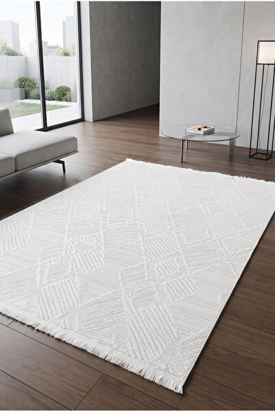 Pastel İskandinav Tarzlı Beyaz Renkli Minimaliz Tasarımlı Oturma Odası Salon ...