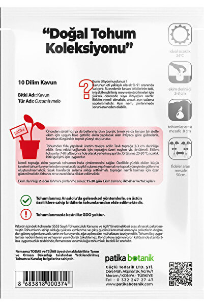 Patika Botanik 30 Adet 10 Dilim Kavun Tohumu
