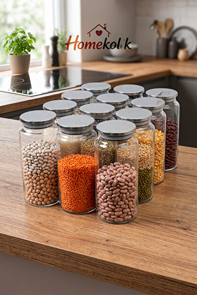 Homekolik Set of 12 Metal Steel Lids and Silicone Seals Vacuum Airtight Glass...