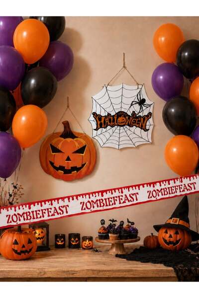 Parti Adresi Cadılar Bayramı Balonlu Parti Seti – Halloween Konsept Dekorasyonu