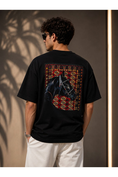 FRISKO Saudi Arabia National Day Men's T-Shirt 100% Cotton Black Oversize Fro...