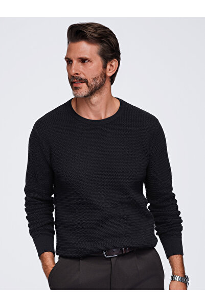OMBRE Herrenpullover, Regular Fit, Rundhalsausschnitt OM-SWSW-0119 Schwarz Me...
