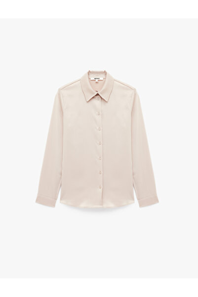 Koton Long Sleeve Classic Collar Buttoned Satin Shirt