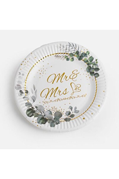 CATIANO Farfurii de Petrecere din Carton pentru Nunta Albe "Mr & Mrs" Ø18cm -...