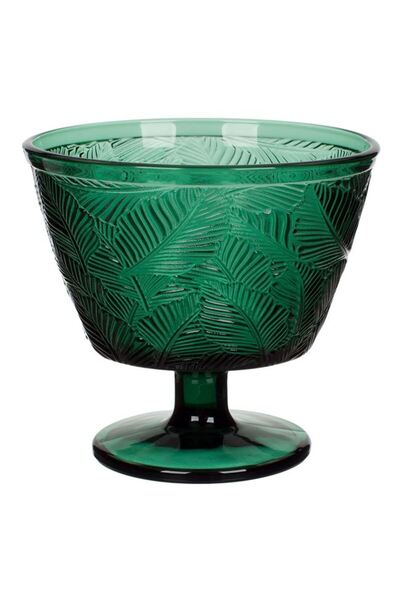 CATIANO Bol din Sticla cu Picior Verde Tropical pentru Inghetata 300ml