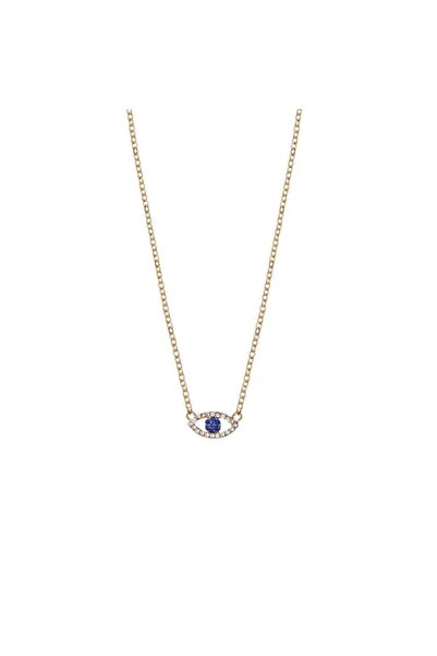 CATIANO Colier Lant de Culoare Aurie cu Ochi Bleu Strass pentru Femei