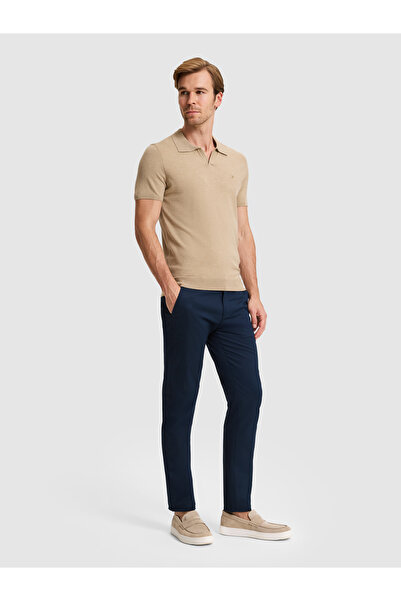 Cacharel Navy Blue Slim Fit Canvas Trousers 50324292-Vr033
