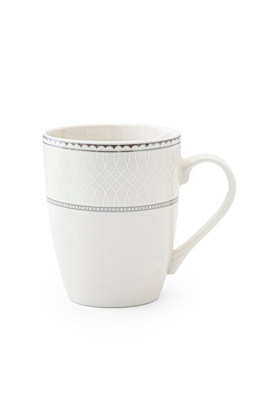 SHALLOW JUNA New Bone China Mug 355 ml – White Coffee & Tea Mug with Subtle T...