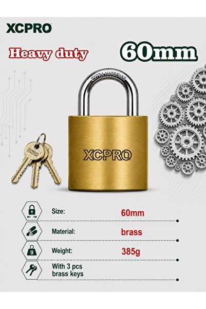 XCPRO Brass Padlock, Heavy Duty Padlock, Keyed Lock - 60mm Solid Brass Body, ...