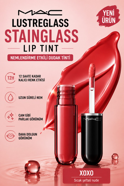M.A.C Lustreglass Stainglass Lip Tint - 12 Saat Kalıcı Cam Parlaklığında Neml...