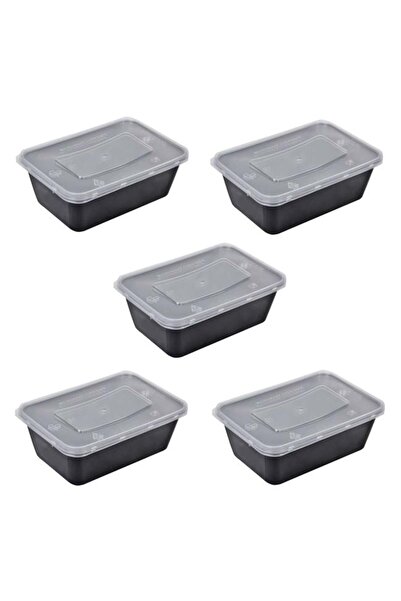CATIANO Recipiente Alimente Transparente Negre 750ml - 5buc, cutie alimentara