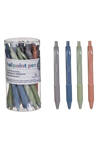 CATIANO Set Pixuri Ball Pen cu Grip 4 Culori & Cerneala Albastra - 18buc