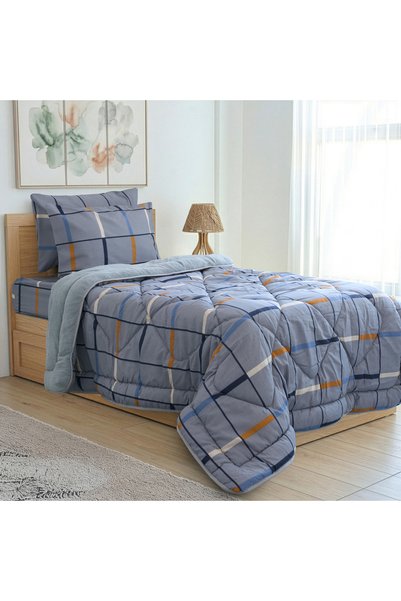 Arma Concept Single Double-Sided Plaid Patterned Wellsoft Quilt 155X215 + 1 Pillowcase