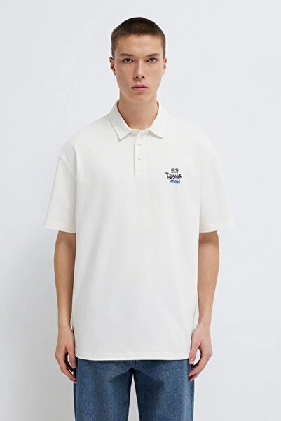 Mavi Logo Polo Off-White Men's T-Shirt M0613180-70057