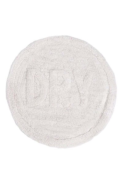 CATIANO Covoras de Baie Bumbac Rotund Alb cu Litere in relief DRY Ø60cm