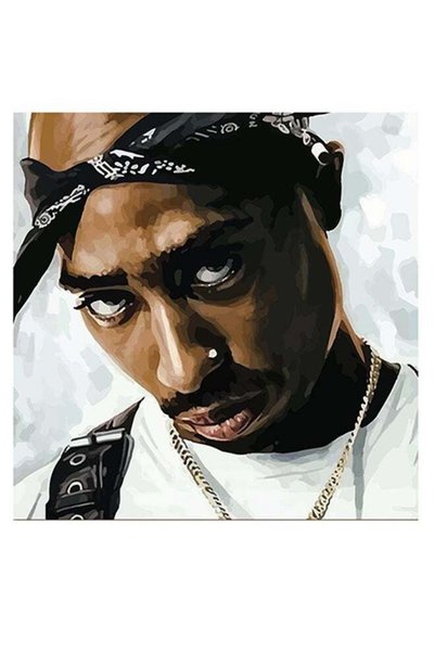 Atiq لوحة جدارية مطبوعة لـ 2Pac باللون الأبيض/البني/الأسود مقاس 30×30 سم