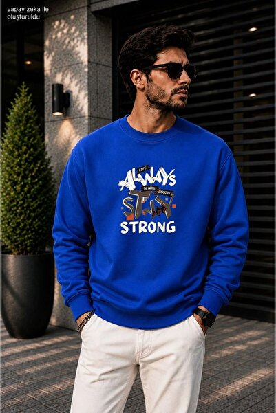 caddekombin Men's Always Stay Strong Printed Cycling Round Neck Casual Sweats...