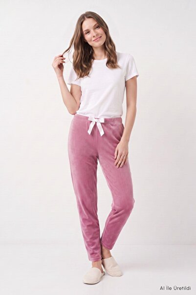 Rays Pijama din catifea cu talie elastică 0601 Rose