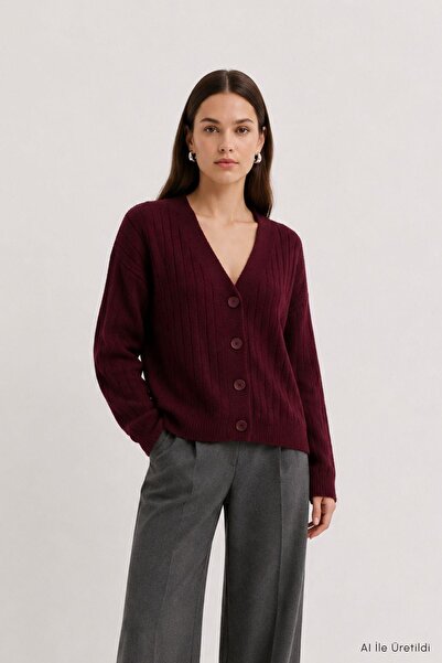 Rays Cardigan cu nasturi 0119 Roșu Claret