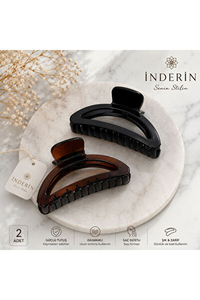 İnDerin 2-Pack Large Size Snap Clips – Black & Brown – Strong Hold Hair Clips