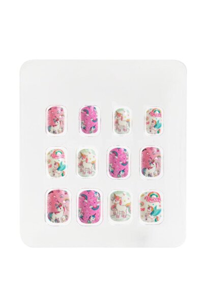 CATIANO Unghii False Adezive Roz Albe Glitter Unicorn pentru Copii - 12buc