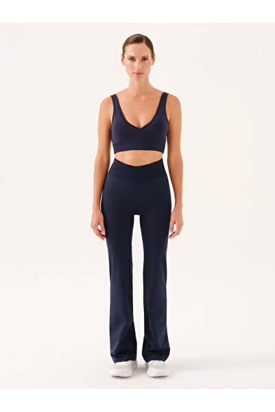 Jerf Motion Cross Waist Flare Leggings Navy Blue