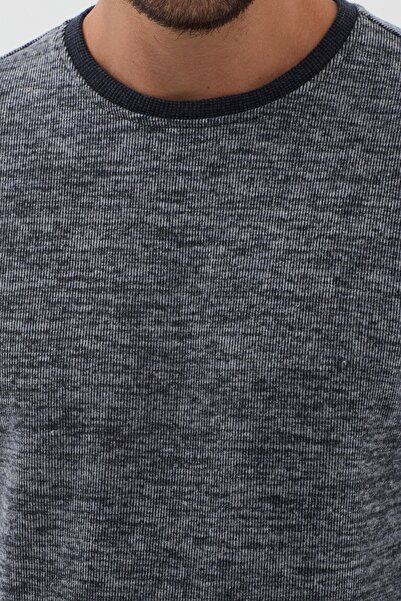 mmetalic Erkek Bisiklet Yaka Pamuklu Basic Regular Fit Sweatshirt