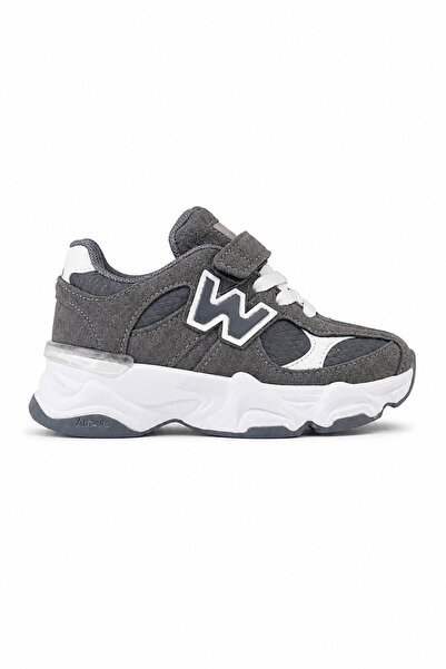 Ekonomik Ayakkabı Children's Gray White Sports Shoes Thick Sole Lace-Up Casua...