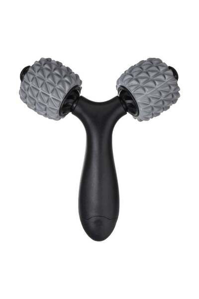 CATIANO Roller Rola Neagra Gri cu 2 Capete pentru Masaj 16x6x19cm