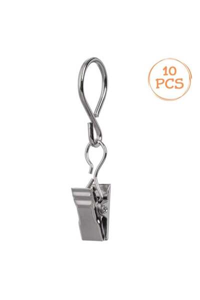CATIANO Set Carlige pentru Perdea cu Clips Metalic - 10buc