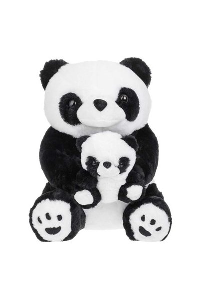 CATIANO Panda de Plus Asezat cu Pui 38cm