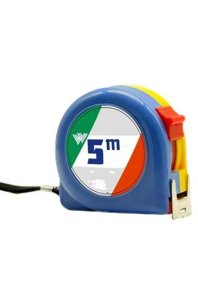 5 Meter Measuring Tape - Plastic Round Case, yellow Blade, Double-Sided Print...