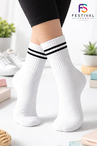 Festival Socks Çember Desenli Pamuklu Unısex Tenis Kolej Çorap