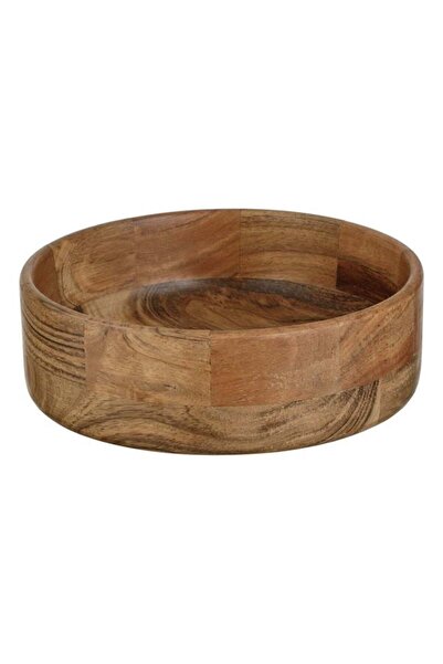 CATIANO Bol Rotund din Lemn de Culoare Naturala Inchisa Ø21.5x7.5cm - 1.5L