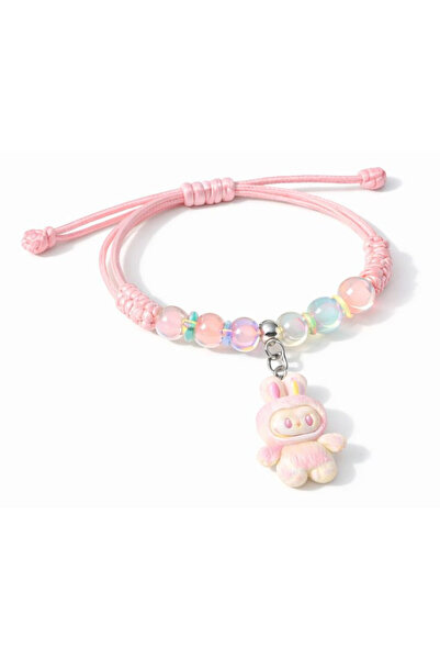 CATIANO Bratara pentru fetite, reglabila, Roz Pastel, margele iridescente, ch...