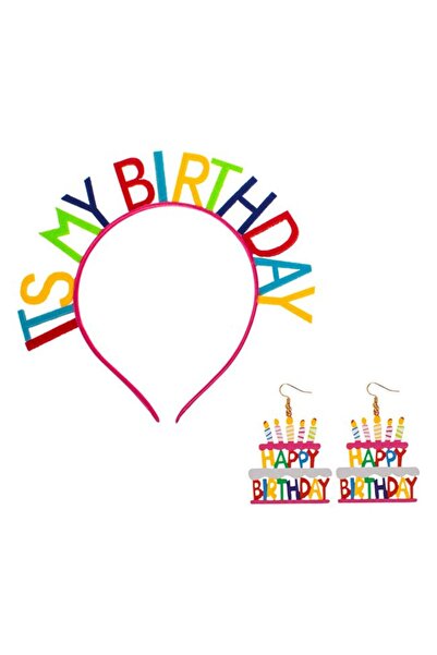 CATIANO Set de Petrecere cu Coronita Par & Cercei Colorati "It's My Birthday"